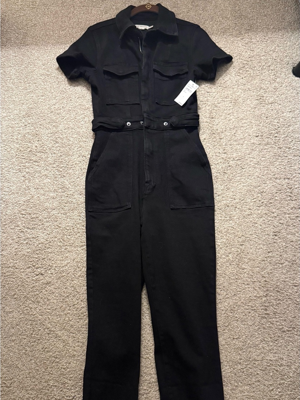 *NWT* Good American Black Denim Utility Jumpsuit